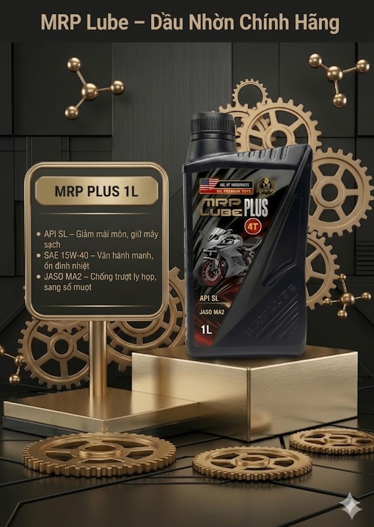 MRP LUBE PLUS 4T – Dầu Nhớt Xe Số & Xe Côn Tay -API SL | SAE 15W-40 | JASO MA2 - 1L